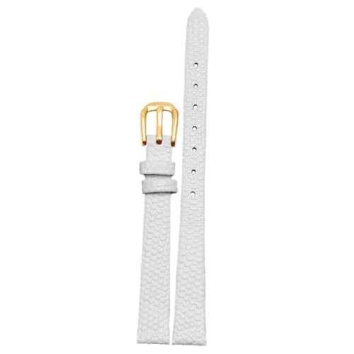ORKDFJ Echtleder-Armband für Damen, 6 mm, 8 mm, 10 mm, 12 mm, Eidechsenleder, kleine Armbanduhren, Gürtel, Dornschließe, Weißgoldene Schnalle, 10 mm von ORKDFJ