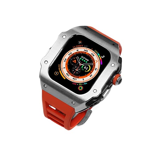 ORKDFJ Edelstahl-Uhrengehäuse-Lünette, Modifikationsset, für Apple Watch Ultra 8, 49 mm, Upgrade-Gummiband, für iWatch Serie 8, 49 mm Armband-Refit Mod Kit, For 49mm von ORKDFJ
