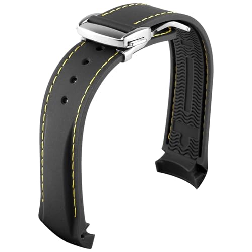 ORKDFJ Gummi-Uhrenarmband für Omega Seamaster Uhrenarmbänder mit Faltschnalle, 20 mm / 22 mm, gebogenes Ende, Silikon-Armbänder, 20 mm, Achat von ORKDFJ