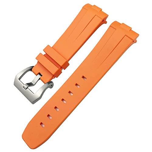 ORKDFJ Gummi-Uhrenarmband mit gebogenem Ende, 24 mm, passend für Panerai PAM441/1312/00111, Edelstahl-Armband mit Schmetterlingsschnalle, Silikon-Sportarmband, 24 mm, Achat von ORKDFJ