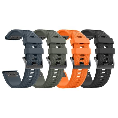 ORKDFJ Kompatible Fenix ​​8X-Uhrenarmbänder, 26 mm Silikon-Uhrenarmband für Garmin Fenix ​​5X/Fenix ​​5X Plus/Fenix ​​3/Fenix ​​3 HR für Männer und Frauen(Black/Army/Orange/Slate) von ORKDFJ