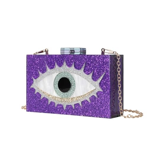 ORKDFJ Modetrend handgehaltene Acryl-Perlglanz-Augentasche, modische One-Shoulder-Umhängetasche, Handytasche, violett, Einheitsgröße von ORKDFJ
