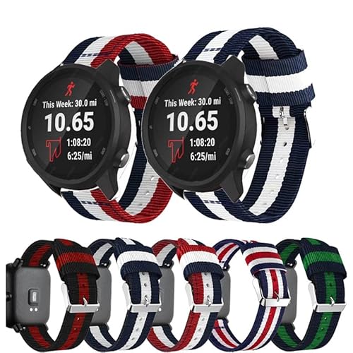 ORKDFJ Nylon-Canvas-Armband für Garmin Vivoactive 3 Music Smartwatch, Ersatz-Sportarmband für Forerunner 245, 245 m Gürtel, 20 mm, Achat von ORKDFJ