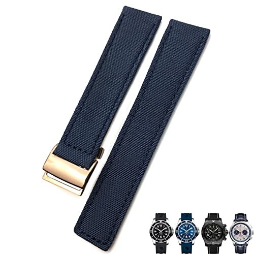 ORKDFJ Uhrenarmband aus Segeltuch, Nylon, 22 mm, für Breitling Chronomat Navigtimer Superocean für Herren, Blau / Grün, 22 mm, Achat von ORKDFJ