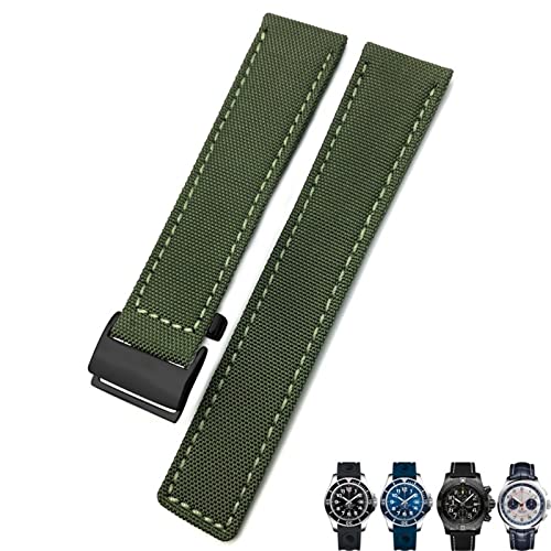 ORKDFJ Uhrenarmband aus Segeltuch, Nylon, 22 mm, für Breitling Chronomat Navigtimer Superocean für Herren, Blau / Grün, 24 mm, Achat von ORKDFJ