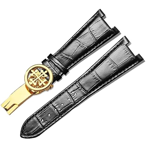 ORKDFJ Uhrenarmband aus echtem Leder für Patek Philippe 5711 5712G, wasserdicht, schweißfest, konkave Faltschnalle, 25 mm Armband, 25-13mm, Achat von ORKDFJ