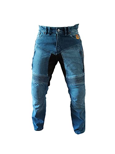 ORLETANOS Motorradhose Jeans blau Protektoren für Herren Kevlar® von Dupont™ Stretch, Größe: 34 von ORLETANOS