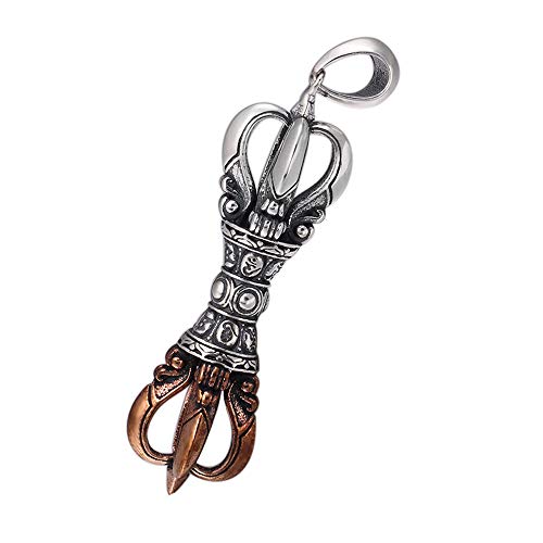 ORLOVA Gebetsmühle, tibetischer Buddhismus Dorje Vajra Phurba Amulett, zweifarbiger 925 Sterling Silber buddhistischer Vajra Dorje Phurba Anhänger Schmuck for Männer Frauen von ORLOVA
