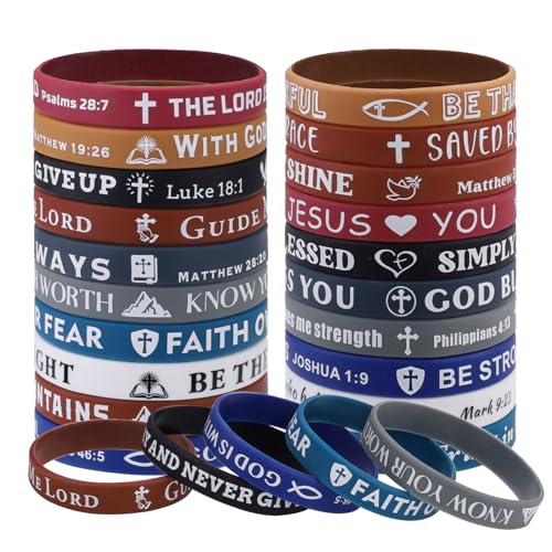 ORNAROVI 20 Stile Silikon-Armbänder mit Versen, religiöse Bibelvers-Armbänder, inspirierende, bibelfarbene Armbänder, christliches Armband für Männer und Frauen, Geschenk, 40 PCS, Silikon, Kein ORNAROVI 20 Stile Silikon-Armbänder mit Versen, religiöse Bibelvers-Armbänder, inspirierende, bibelfarbene Armbänder, christliches Armband für Männer und Frauen, Geschenk, 40 PCS, Silikon, Kein von ORNAROVI