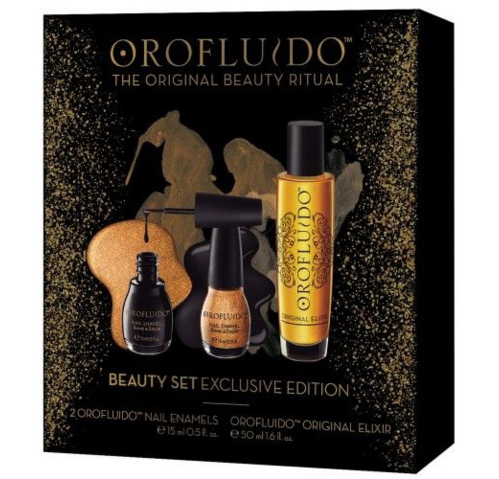 OROFLUIDO Haarpflege-Set Original Beauty Set - Original Elixir 50ml + Nagellack 2x 15ml, 3-tlg. von OROFLUIDO