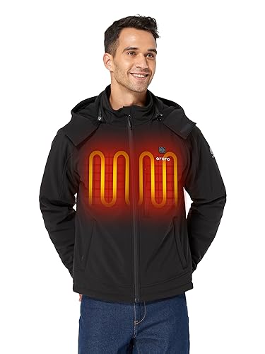 ORORO Beheizbare Jacke Herren mit Powerbank, Beheizte Jacke Herren Heizjacke Bis zu 10 Stunden Wärme - Ladegerät Nicht Enthalten (Schwarz,XL) von ORORO