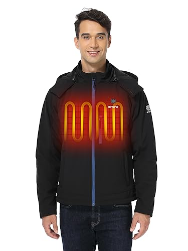 ORORO Beheizbare Jacke Herren mit Powerbank, Beheizte Jacke Herren Heizjacke Bis zu 10 Stunden Wärme - Ladegerät Nicht Enthalten (Schwarz&Blau,M) von ORORO