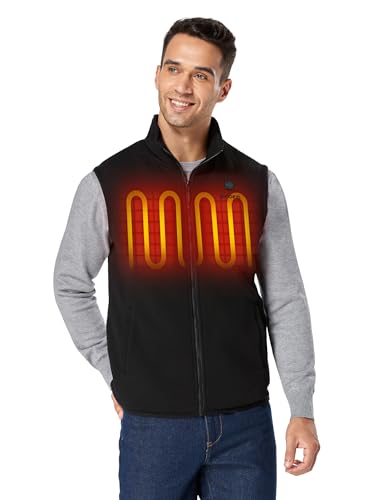 ORORO Beheizbare Weste Fleece Herren Beheizte Fleeceweste mit Powerbank Heizweste Herren - Ladegerät Nicht Enthalten (Neutral Schwarz,M) von ORORO
