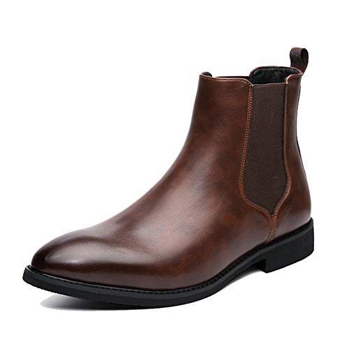 Chelsea-Stiefel für Männer Elegante Spitze Zehen Leichte Slip-On-Herbst-Winter-Stiefeletten Classic Office Solid Color Retro-Lederstiefel von OROSUA