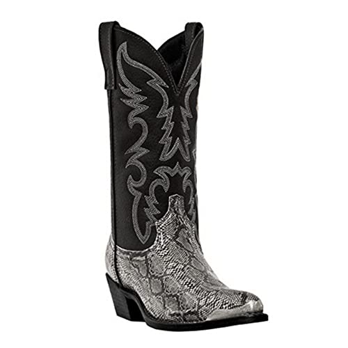 OROSUA Cowboystiefel für Männer Vintage Split Pattern Pointed Toe Slip-On Stiefel mit mittlerer Wade Anti-Rutsch-Blockabsatz Herbst Winter Lederstiefel von OROSUA