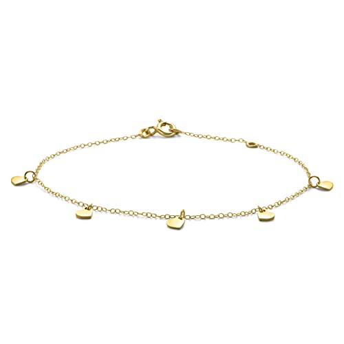 OROVI Damen Goldschmuck, Gold Armband mit Herze, hängende Herzchen, 9 Karat (375) Gelbgold von OROVI