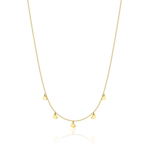 OROVI Damen Goldschmuck, Gold Kette mit Herz hängende Herzchen Anhänger, Collier 9 Karat (375) Gelbgold 42 cm von OROVI