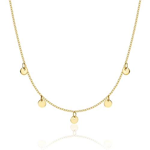 OROVI Damen Goldschmuck, Gold Kette mit hängende Plättchen, Collier 9 Karat (375) Gelbgold 42 cm von OROVI