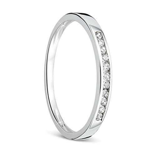 OROVI Damen-Ring Memoire Hochzeitsring Weißgold 9 Karat (375) Brillianten 0.10 carat Verlobungsring Diamantring von OROVI