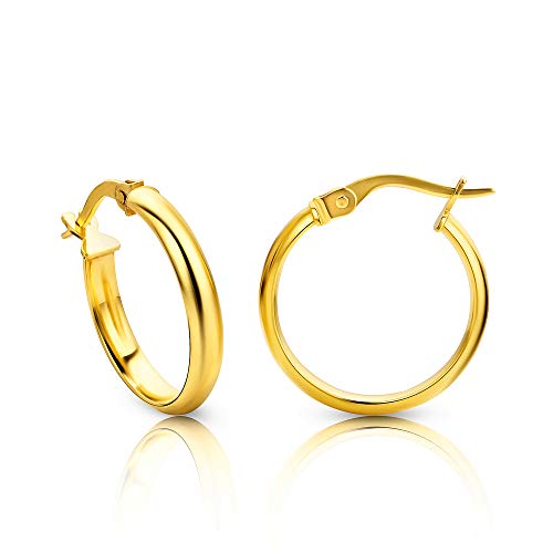 OROVI Ohrringe Gold- 14 karat (585) Gelbgold – Goldene Creolen Damen, Creolen Gold 18.5 mm, Hypoallergene goldene Ohrringe, Schmuck Damen, Goldschmuck hergestellt in Italien- inkl. edler Schmuckbox von OROVI