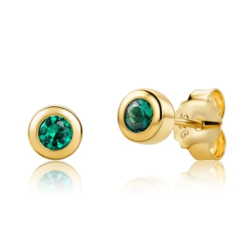 OROVI Ohrringe Silber 925, 18K Vergoldet, Smaragd Ohrstecker, Ohrringe Damen, Piercing Ohr, Ohrstecker mit Edelsteine, Schmuck Damen, Hypoallergener Silber Schmuck, inkl. Edler Schmuckbox von OROVI