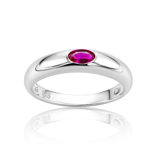 OROVI Ring Silber 925 Damen, Sterling Silber, Verlobungsring Damen mit Rubin, Rubinring, Silberring, Schmuck mit Edelsteine, Silberne Trauringe, Hypoallergener Schmuck, inkl. Edler Schmuckbox von OROVI