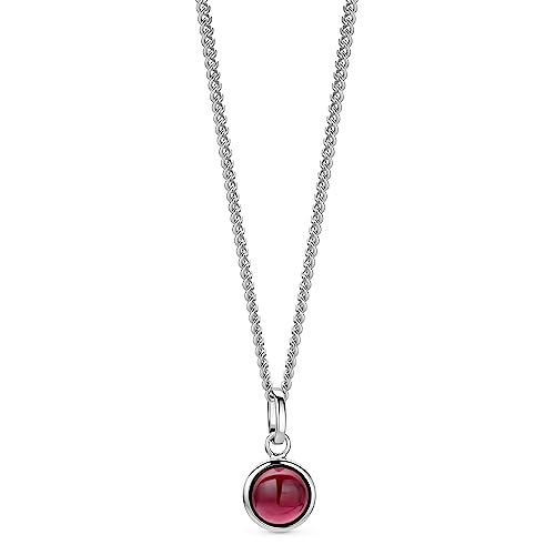 OROVI Schmuck Damen runde Granat Kette mit Kettenanhänger Edelstein/Geburtsstein natürlicher Granat in Rot Zeitlose klassische Halskette aus 925 Sterling Silber, 46 cm lang von OROVI