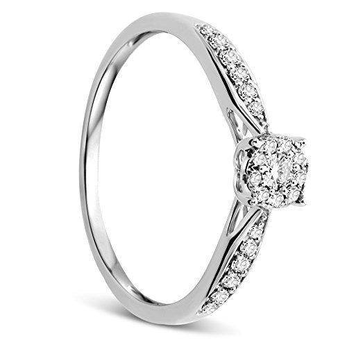 Orovi Solitär Ring Damen Weißgold 9 Karat / 375 Gold Diamant Brillianten 0,2 ct von OROVI