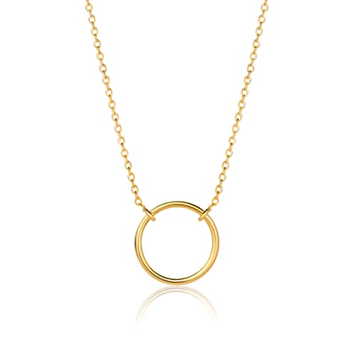 OROVI Damen Goldschmuck, Gold Kette mit Ring Anhänger, Collier 9 Karat (375) Gelbgold 42 cm von OROVI