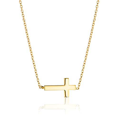 OROVI Damen Goldschmuck, Gold Kreuz Kette, Collier aus 9 Karat (375) Gelbgold von OROVI