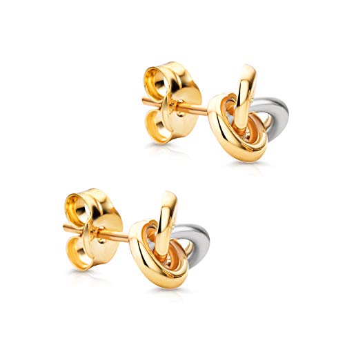 Orovi Damen Ohrringe Bicolor Gelbgold und Weißgold Ohrstecker 9 Karat (375) Gold von OROVI