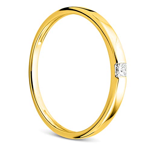 OROVI Damen Ring Gelbgold 0.06 Ct Solitär Diamant Verlobungsring 18 Karat (750) Gold und Diamant Brillant von OROVI