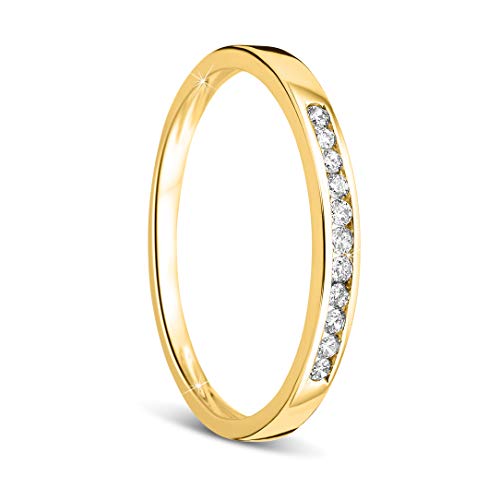 OROVI Damen-Ring Memoire Hochzeitsring GelbGold 9 Karat (375) Brillianten 0.10 carat Verlobungsring Diamantring von OROVI