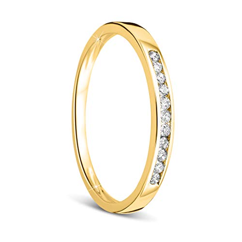 Orovi Damen-Ring Memoire Hochzeitsring GelbGold 9 Karat (375) Brillianten 0.10 carat Verlobungsring Diamantring von OROVI