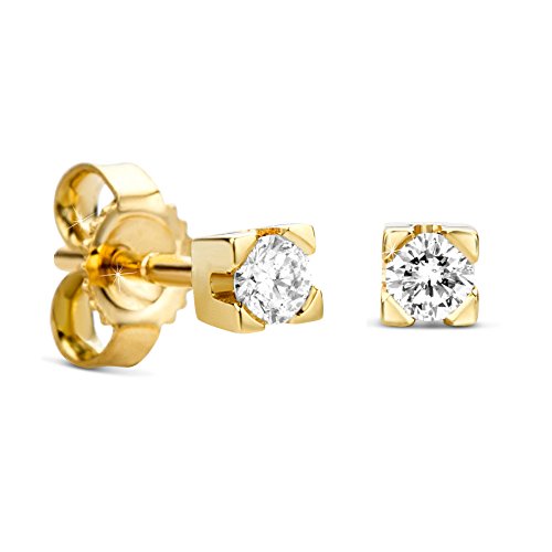 Orovi Ohrringe Ohrstecker mit Diamant 0.14crt,Damen GelbGold Ohrstecker mit Diamant Brillianten 14Karat (585) von OROVI