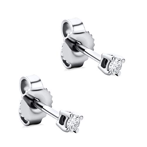 Orovi Schmuck Damen 0,08 Ct Diamant runde Solitärohrstecker mit 2 natürlichen Diamanten Brillanten in einer Krappen Fassung Zeitlose klassische Ohrringe aus Weißgold 9 Karat / 375 Gold Orovi Schmuck Damen 0,08 Ct Diamant runde Solitärohrstecker mit 2 natürlichen Diamanten Brillanten in einer Krappen Fassung Zeitlose klassische Ohrringe aus Weißgold 9 Karat / 375 Gold von OROVI