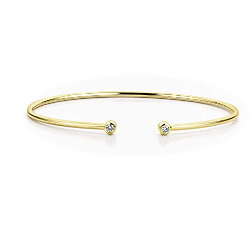 OROVI Schmuck Damen 0,11 Ct Diamant– Armreif Gold mit 2 natürlichen Diamanten im Brillantschliff in einer Zargenfassung Zeitloses klassisches Armband aus Gelbgold 9 Karat (375) von OROVI