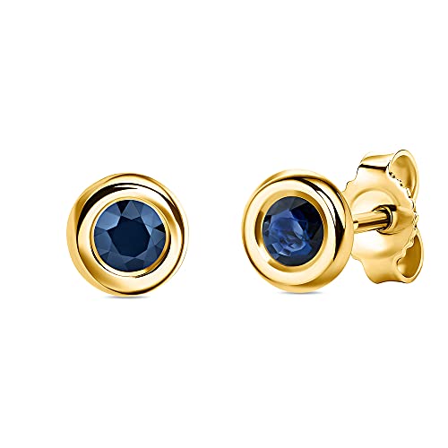 Orovi Schmuck Damen Ohrringe Gelbgold mit Edelstein/Blue Sapphire Ohrstecker aus 14 Karat (585) Gold von OROVI