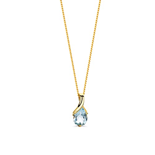 OROVI – Kette Damen aus 14 Karat (585) Gelbgold mit ovalem Topas im Tropfenschliff (0.78 ct) – Filigrane Edelstein Halskette Damen mit Anhänger – Goldkette Allergenfrei & handgemacht (45 cm) von OROVI