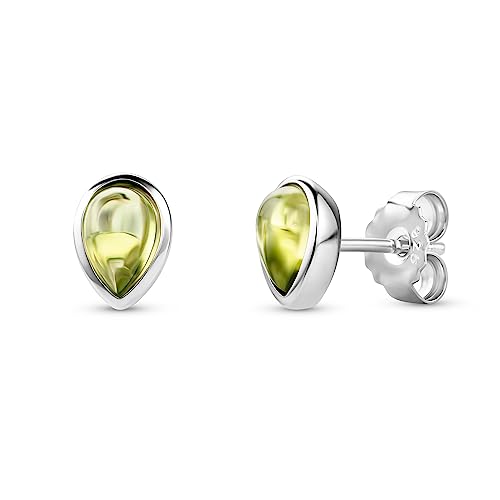 Orovi Schmuck Damen Tropfen-Peridot Ohrstecker mit Edelsteine/Geburtssteine grüne natürliche Peridots in Tropfenform Zeitlose klassische Ohrringe aus 925 Sterling Silber von OROVI