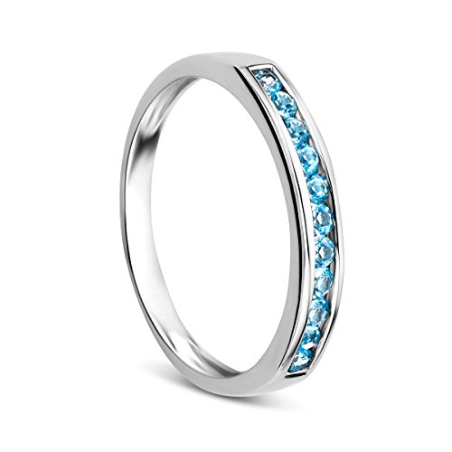 OROVI Schmuck Damen blauer Topas Ewigkeitsring aus Weißgold 9 Karat (375) Gold von OROVI