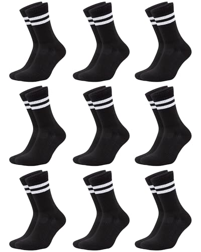 ORPAPA 9 Paar Tennissocken Herren Damen Socken Sportsocken Baumwolle Cushioned Herrensocken Atmungsaktive Tennis Sports Socken Schwarz von ORPAPA