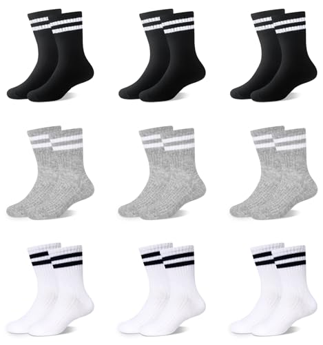 ORPAPA Socken Kinder Sportsocken Tennissocken Kinder Jungen Mädchen Elastische Baumwolle Kindersocken 9 Paar Farbig von ORPAPA