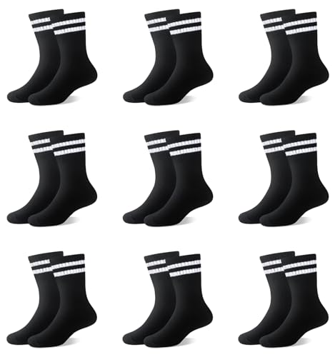 ORPAPA Socken Kinder Sportsocken Tennissocken Kinder Jungen Mädchen Elastische Baumwolle Kindersocken 9 Paar Schwarz von ORPAPA