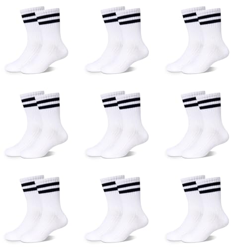 ORPAPA Socken Kinder Sportsocken Tennissocken Kinder Jungen Mädchen Elastische Baumwolle Kindersocken 9 Paar Weiß von ORPAPA