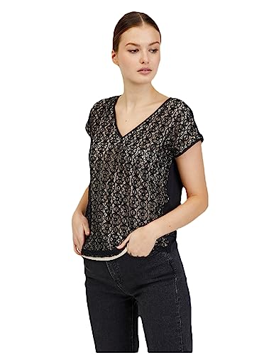 ORSAY Beige-schwarzes Damen T-Shirt aus Spitze Damen-Oberteile | Tops, T-Shirts und Blusen | Modische Oberbekleidung | Vielfältige Styles | Trendige Damenmode | Casual Outfits | Elegante Tops S von ORSAY