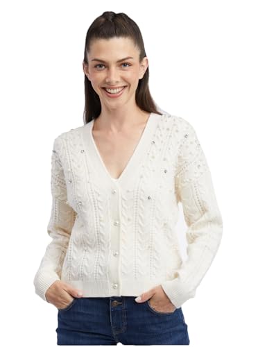 ORSAY Cremefarbene Damen-Strickjacke Damen-Oberteile | Tops, T-Shirts und Blusen | Modische Oberbekleidung | Vielfältige Styles | Trendige Damenmode | Casual Outfits | Elegante Tops XL von ORSAY