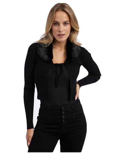 ORSAY Schwarze Damen-Strickjacke mit Kunstpelz Damen-Oberteile | Tops, T-Shirts und Blusen | Modische Oberbekleidung | Vielfältige Styles | Trendige Damenmode | Casual Outfits | Elegante Tops M von ORSAY