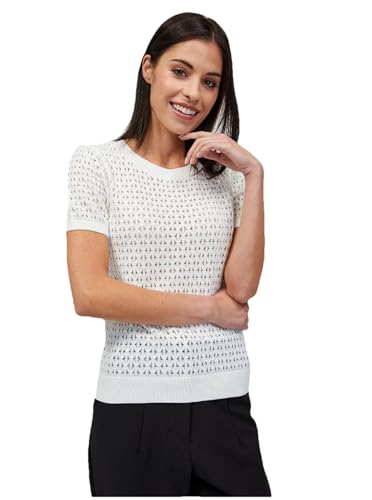 ORSAY Weißer perforierter Pullover mit kurzen Ärmeln Damen-Oberteile | Tops, T-Shirts und Blusen | Modische Oberbekleidung | Vielfältige Styles | Trendige Damenmode | Casual Outfits | Elegante Tops L von ORSAY