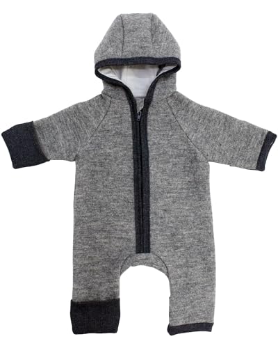 ORSON for® | Baby Overall mit Kapuze | Strampler Neugeborene mit Reißverschluss | 0-24 Monate | 100% Baumwolle | Wollwalk | Oeko-Tex (Grau a, 50-56) von ORSON for